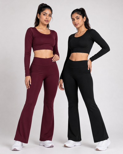 2 pieces combo set( Black and Wine ) tops and bottoms Active wear