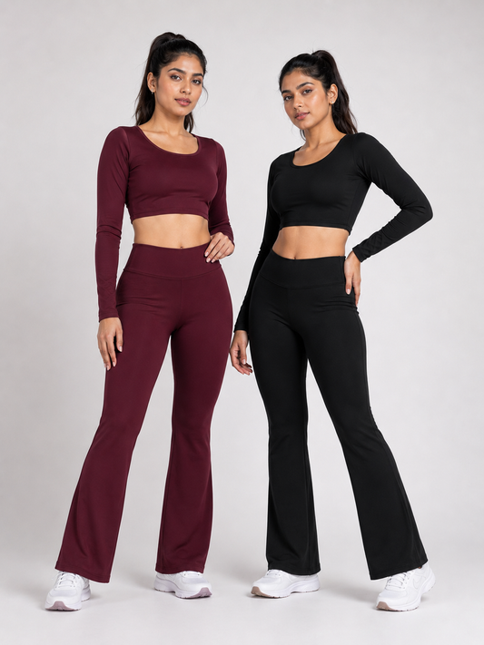2 pieces combo set( Black and Wine ) tops and bottoms Active wear