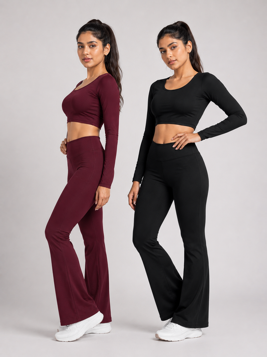 2 pieces combo set( Black and Wine ) tops and bottoms Active wear