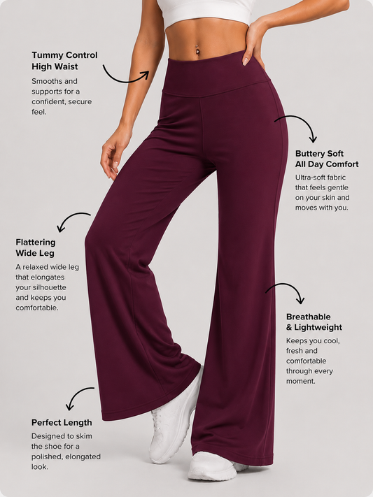 Wine Straight Fit Active Pants | Ultra-Flexible High-Waist Athleisure