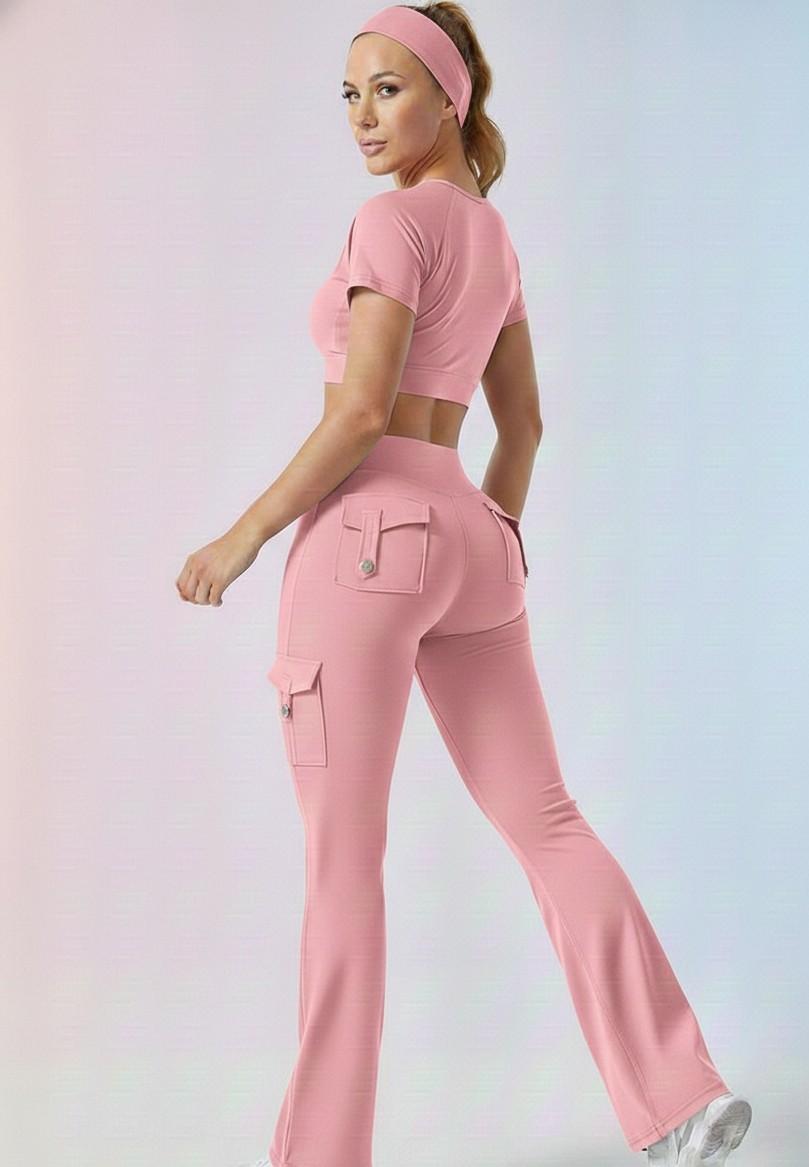 Crop Top & Flare Jogger Leggings with Pockets for women