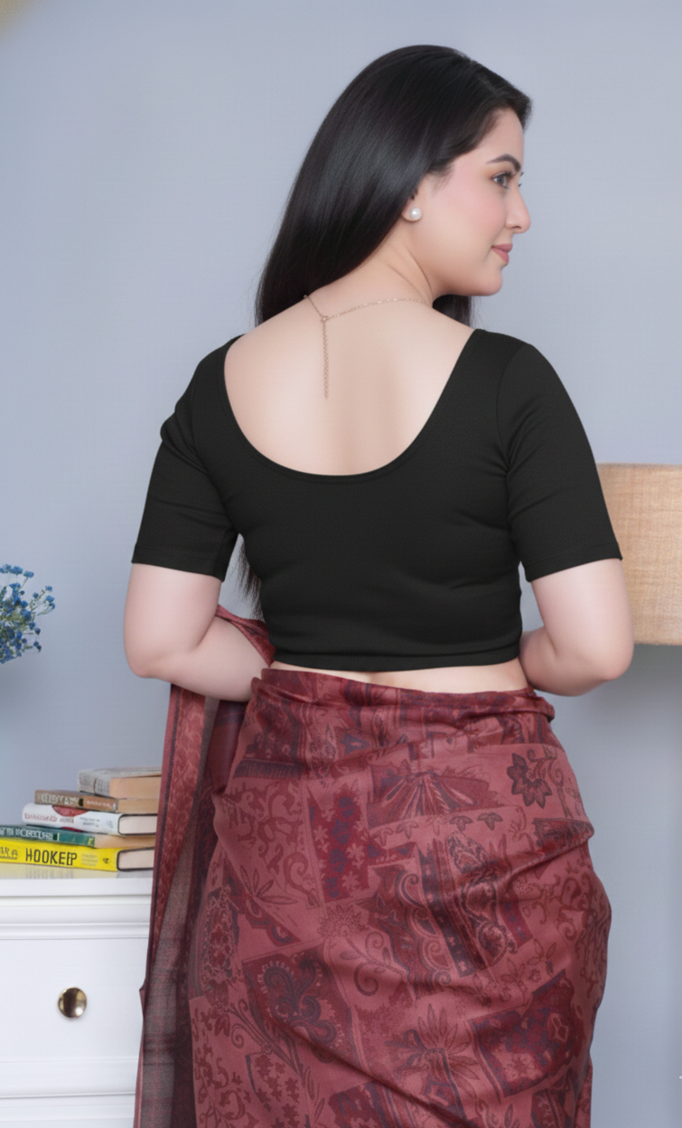 Blue Rib blouse( made from cotton lycra)