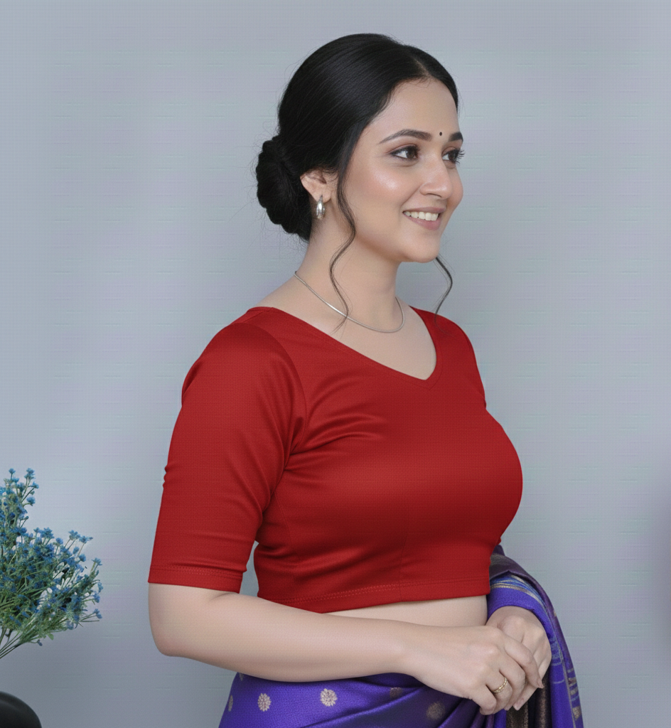 Blue Rib blouse( made from cotton lycra)