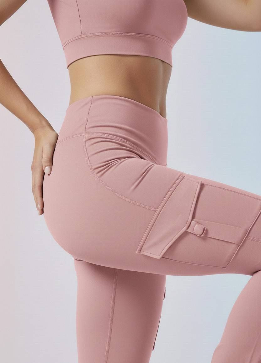 Lavender Active Cord Set | Crop Top & Flare Jogger Leggings with Pockets