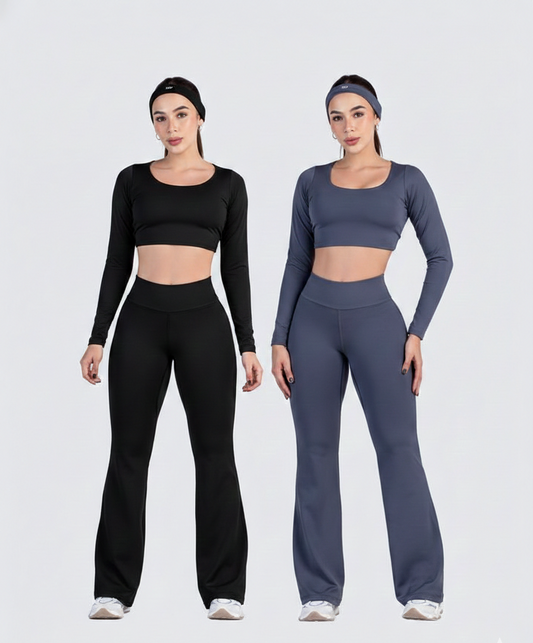 2 pieces combo set(wine & space grey) tops and bottoms Active wear