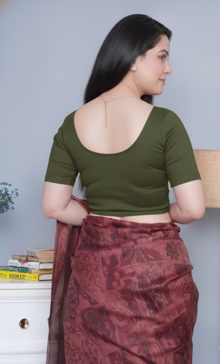 Blue Rib blouse( made from cotton lycra)