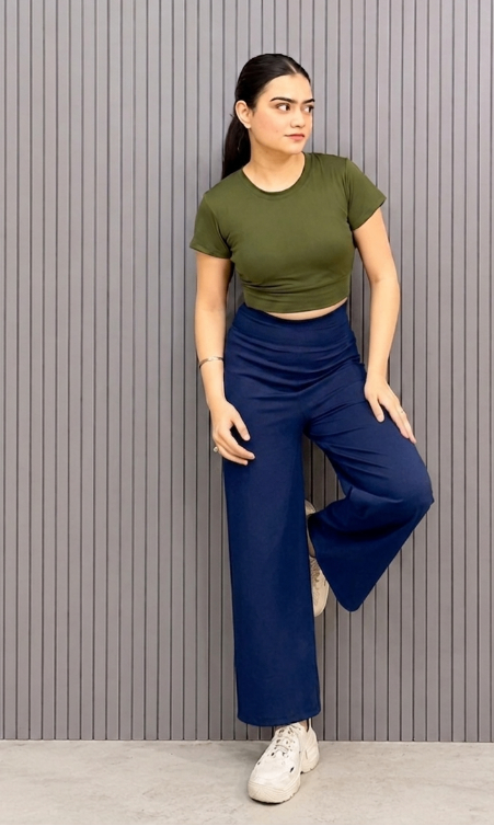 Navy Straight Fit Active Pants | Ultra-Flexible High-Waist Athleisure