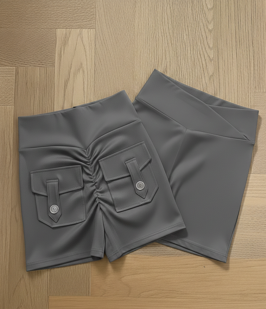 Black High-Waist Sculpt Active Shorts with Pockets