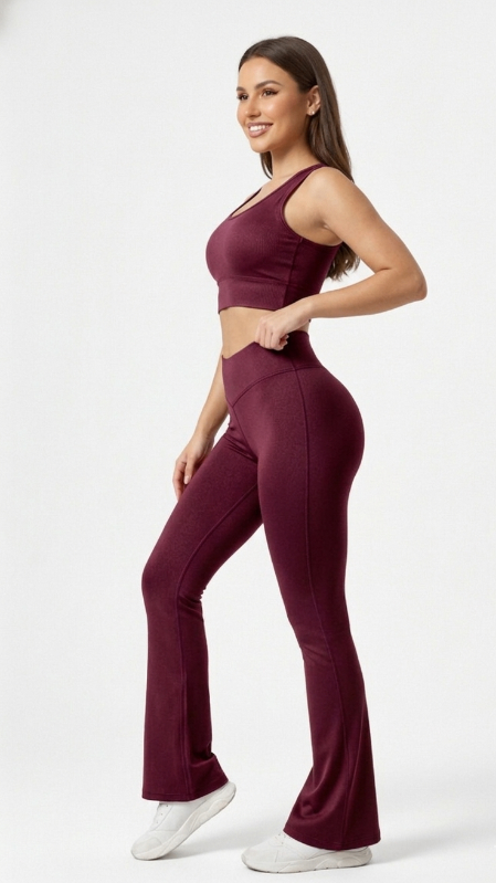 Wine  Flare Pants – Stretchable Bootcut Gym & Athleisure Leggings
