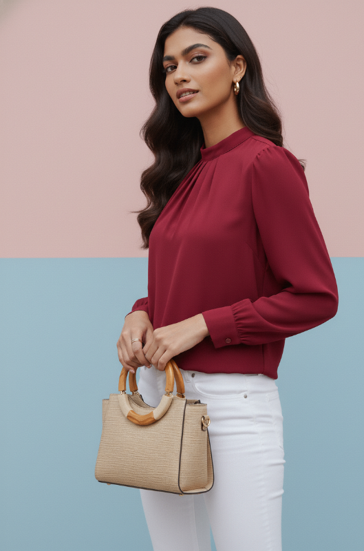 Navy everyday office Full Sleeve Top | Timeless Elegance, Everyday Comfort