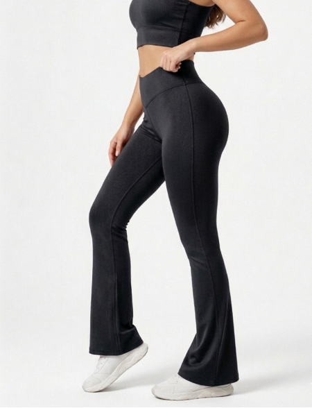 Black Flare Pants – Stretchable Bootcut Gym & Athleisure Leggings
