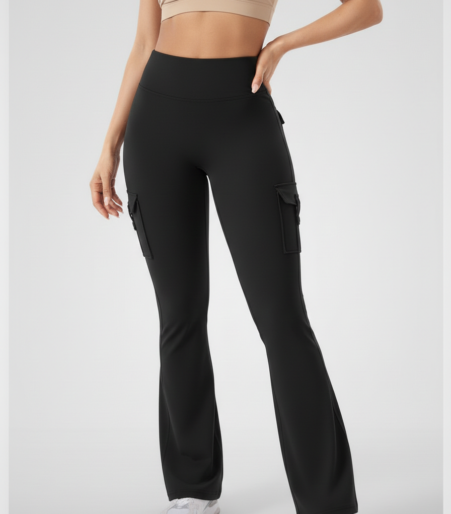 Black Active Flare Jogger with Pockets