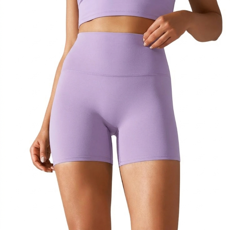 Lavender  High Waist Seamless Shorts – Stretchable Gym & Activewear Shorts