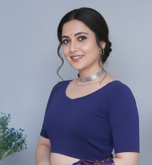 Blue Rib blouse( made from cotton lycra)