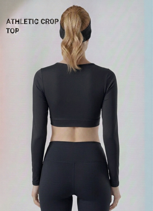 Wine Full Sleeve Athletic Crop Top | Performance Fit Activewear