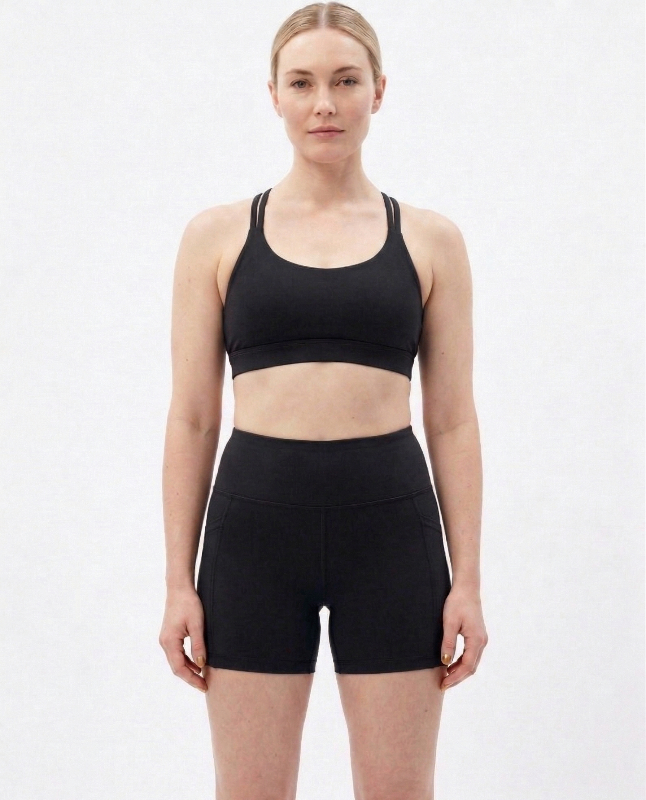 Olive High Waist Active Shorts with Pocket – Stretchable Gym & Workout Shorts