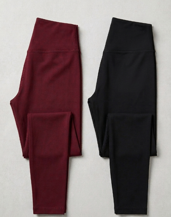 Combo Pack of Cordset(Black & Wine) – Smooth Knit Full Sleeve Top & High Waist Leggings Set