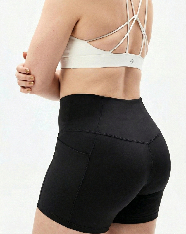 Lavender High Waist Active Shorts with Pocket – Stretchable Gym & Workout Shorts