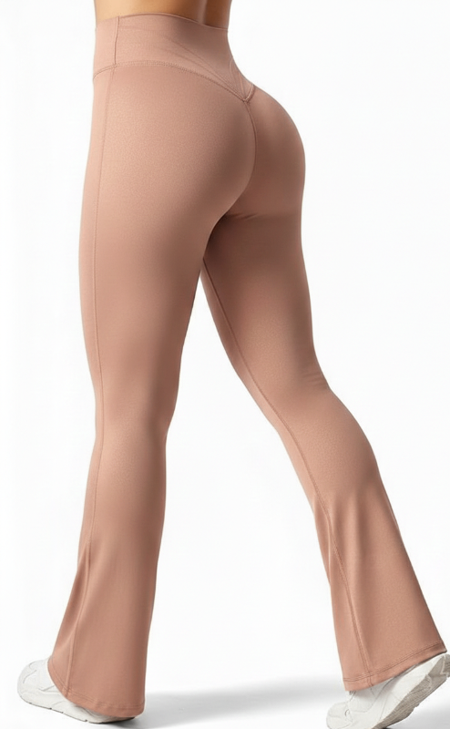 Rose Gold Flare Pants – Stretchable Bootcut Gym & Athleisure Leggings