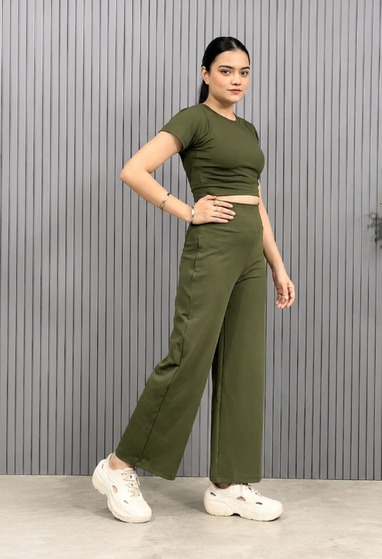 Olive green Straight Fit Active Pants | Ultra-Flexible High-Waist Athleisure