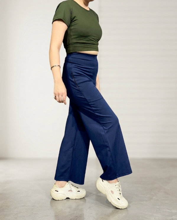 Navy Straight Fit Active Pants | Ultra-Flexible High-Waist Athleisure