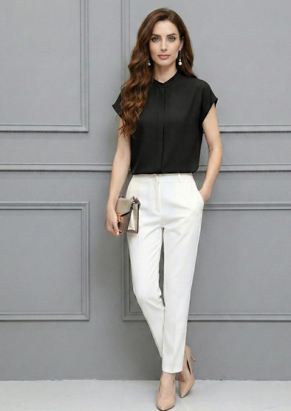 🍷 Black Mock Neck Short Sleeve Top | Elegant Everyday Essential