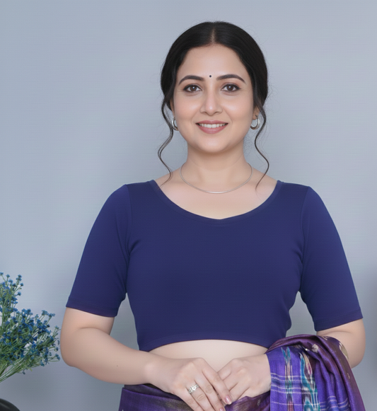 Blue Rib blouse( made from cotton lycra)