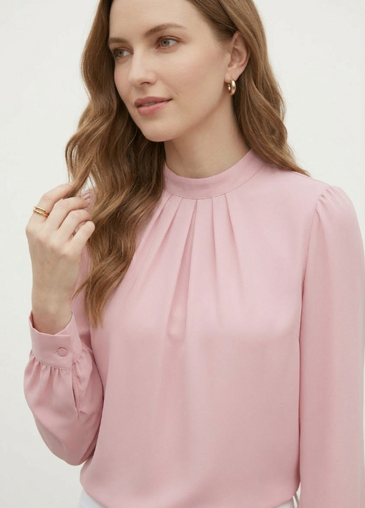 Baby pink everyday office Full Sleeve Top | Timeless Elegance, Everyday Comfort