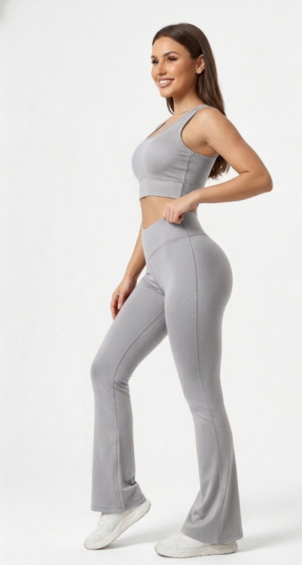 Grey Flare Pants – Stretchable Bootcut Gym & Athleisure Leggings
