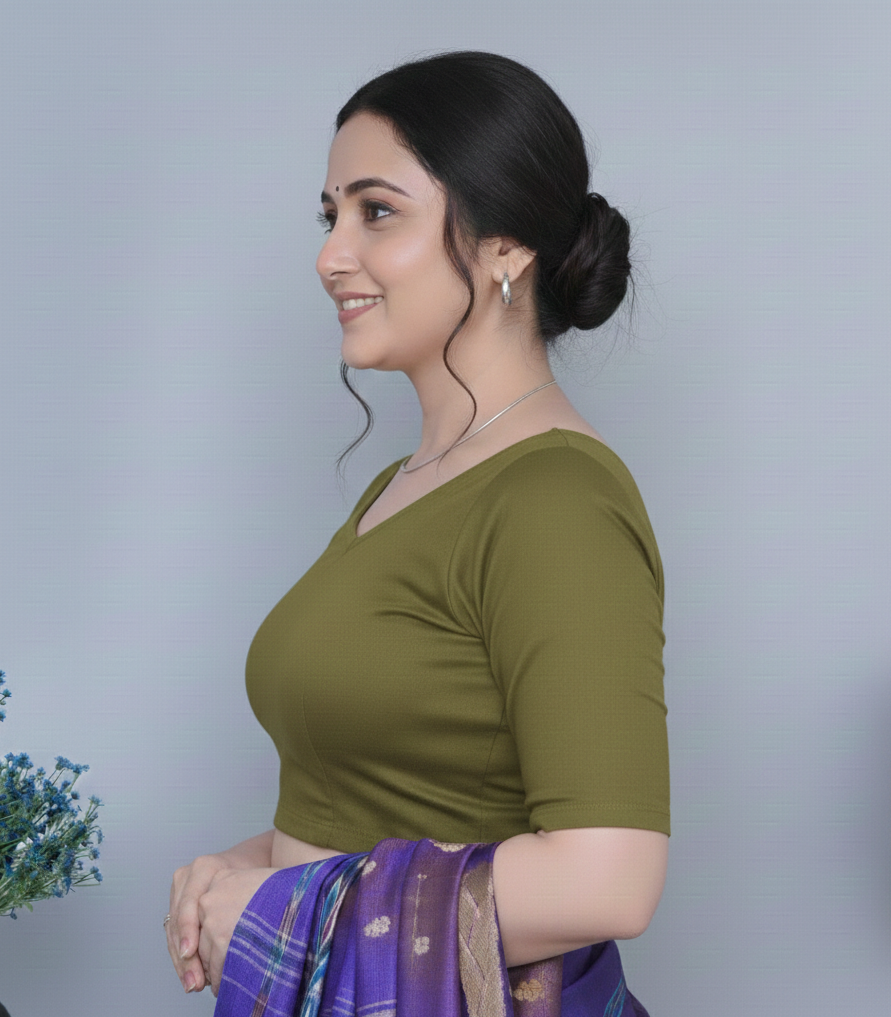 Blue Rib blouse( made from cotton lycra)