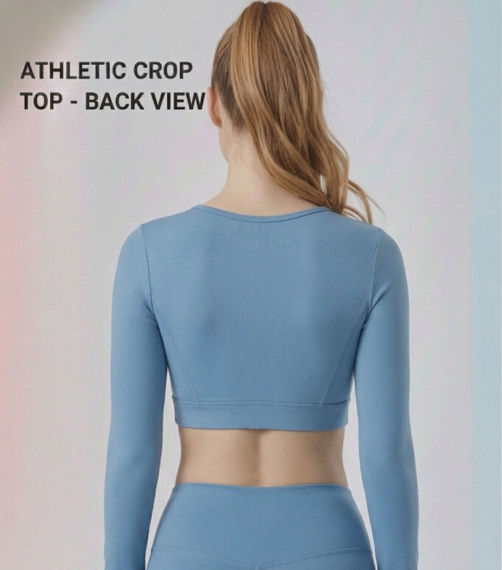 Wine Full Sleeve Athletic Crop Top | Performance Fit Activewear