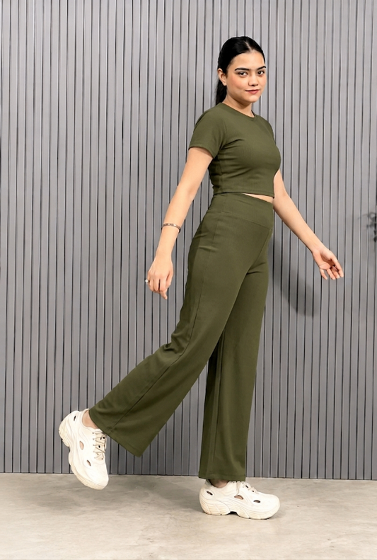 Olive green Straight Fit Active Pants | Ultra-Flexible High-Waist Athleisure