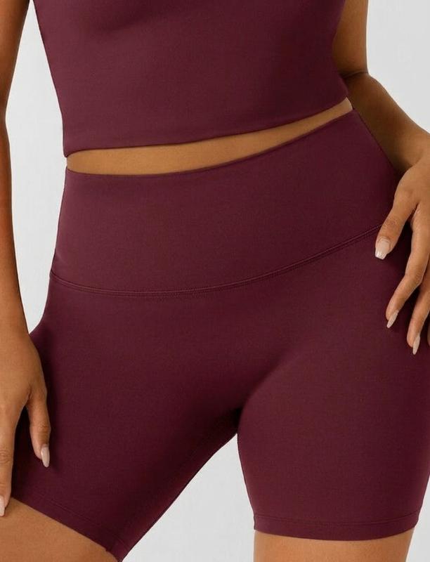 Wine High Waist Seamless Shorts – Stretchable Gym & Activewear Shorts