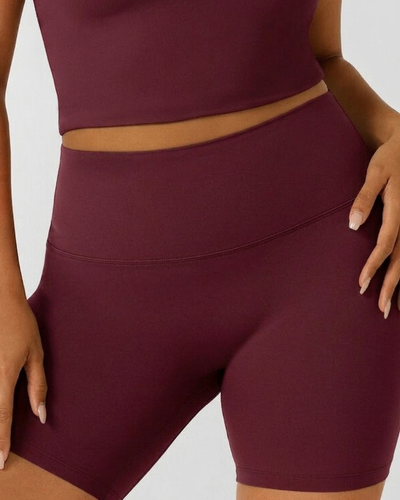 Wine High Waist Seamless Shorts – Stretchable Gym & Activewear Shorts