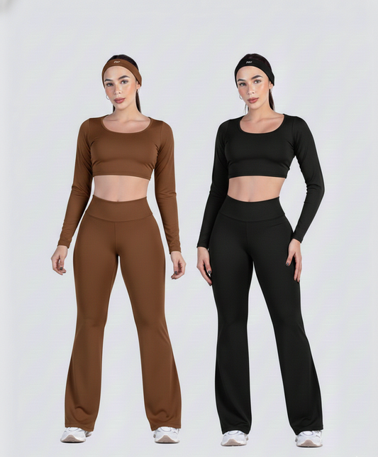 2 pieces combo set( Black and Lavender) tops and bottoms Active wear