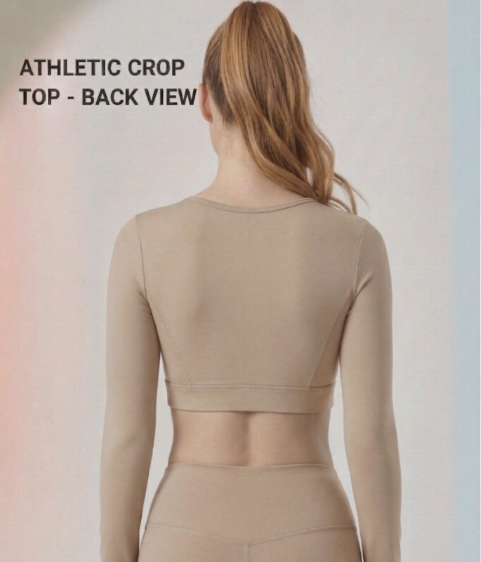 Wine Full Sleeve Athletic Crop Top | Performance Fit Activewear