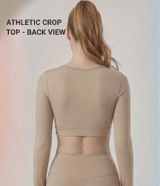 Wine Full Sleeve Athletic Crop Top | Performance Fit Activewear