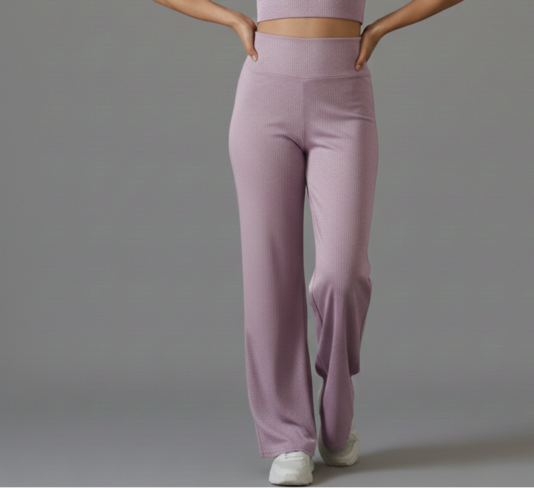 Lavender Straight Fit Active Pants | Ultra-Flexible High-Waist Athleisure