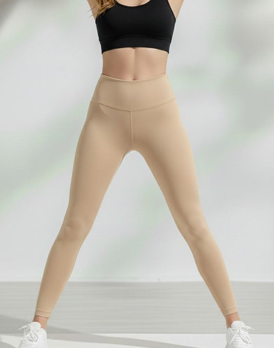 Beige High-Waist Sculpt Gym Leggings