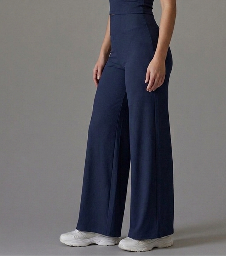Navy Straight Fit Active Pants | Ultra-Flexible High-Waist Athleisure