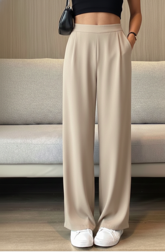 Beige korean straight fit pants