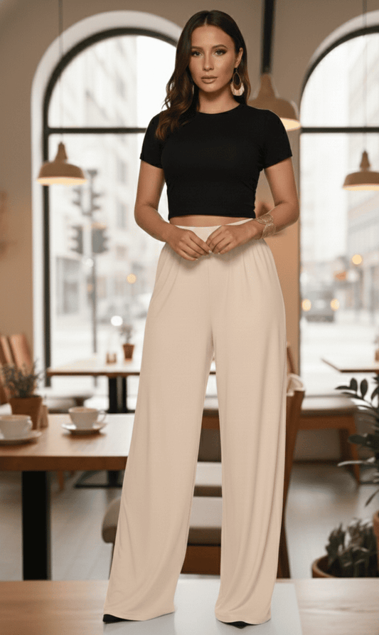 BEIGE PLEATED SALWAR STYLE LYCRA BOTTOM