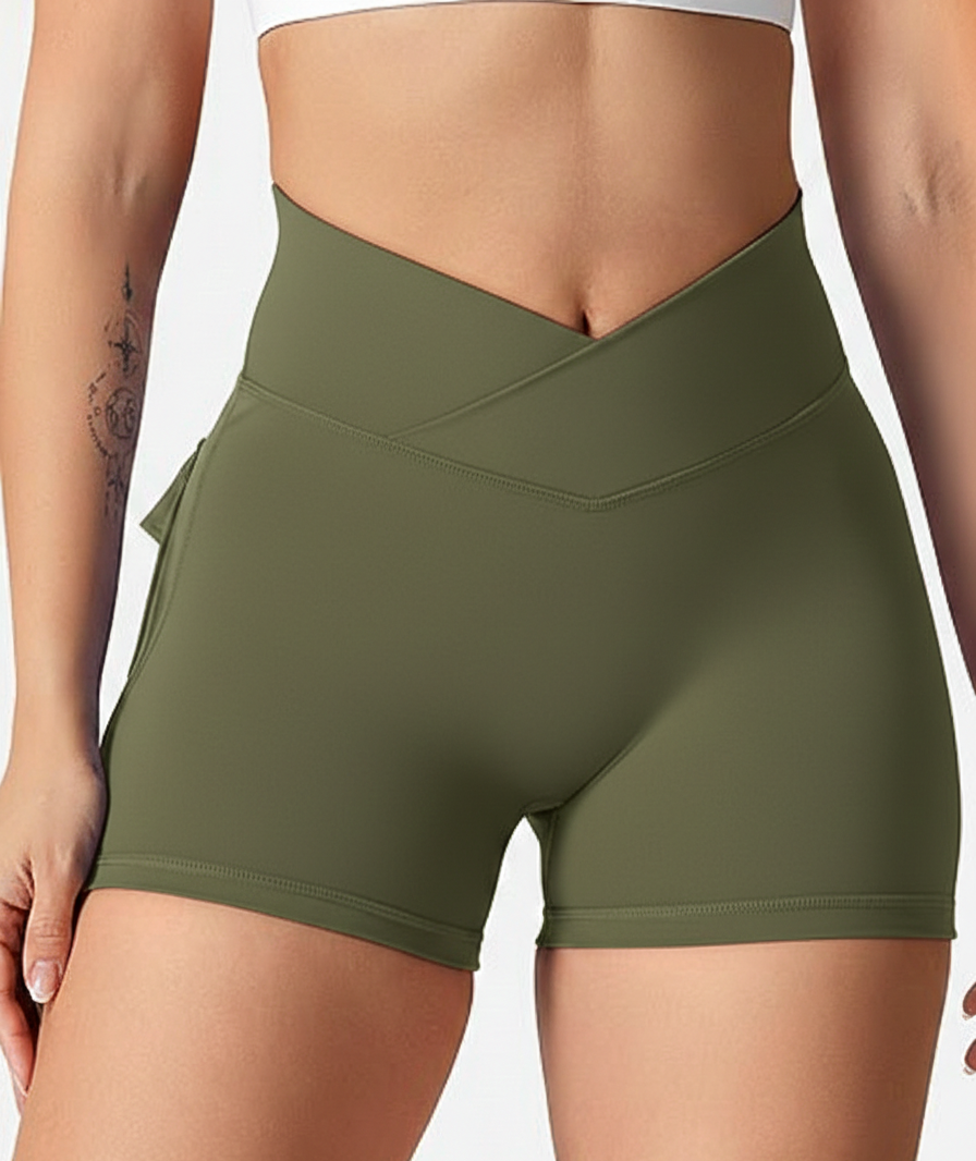 Black High-Waist Sculpt Active Shorts with Pockets