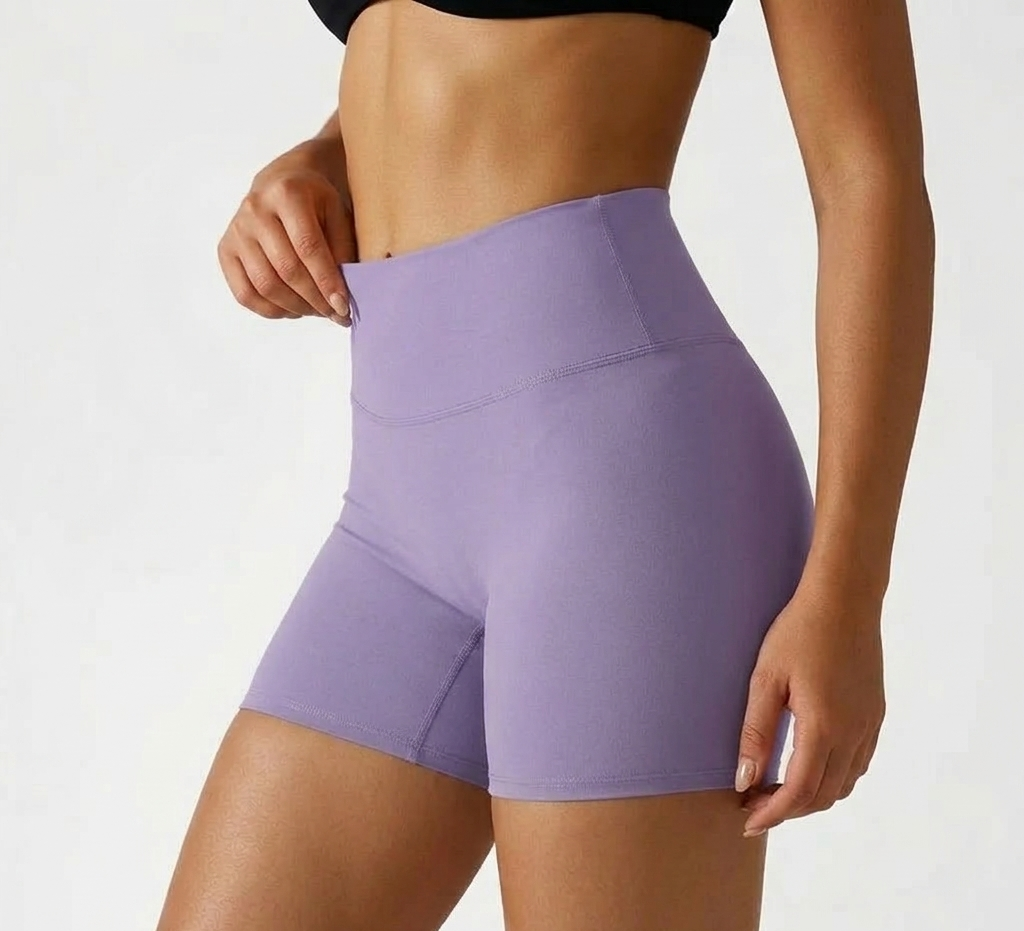 Lavender  High Waist Seamless Shorts – Stretchable Gym & Activewear Shorts