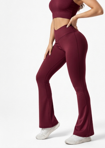 Wine  Flare Pants – Stretchable Bootcut Gym & Athleisure Leggings