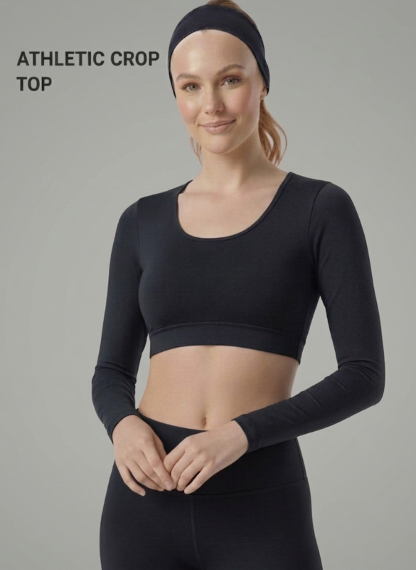Wine Full Sleeve Athletic Crop Top | Performance Fit Activewear