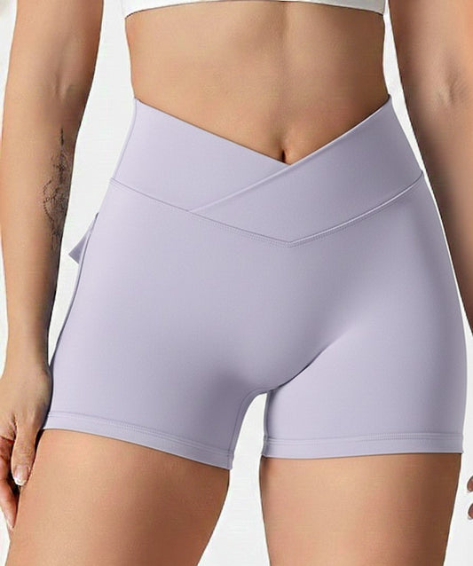 Lavender High-Waist Sculpt Active Shorts with Pockets