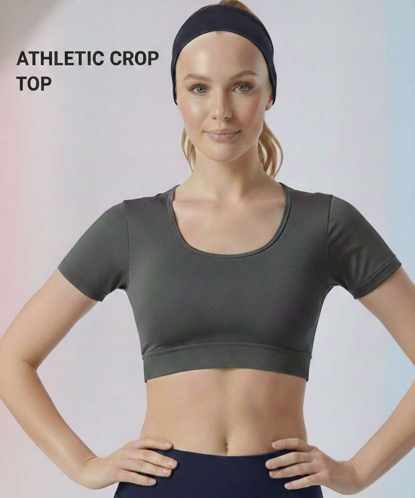 Beige Athletic Crop Top | Performance Fit Activewear