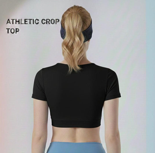 Black Athletic Crop Top | Performance Fit Activewear