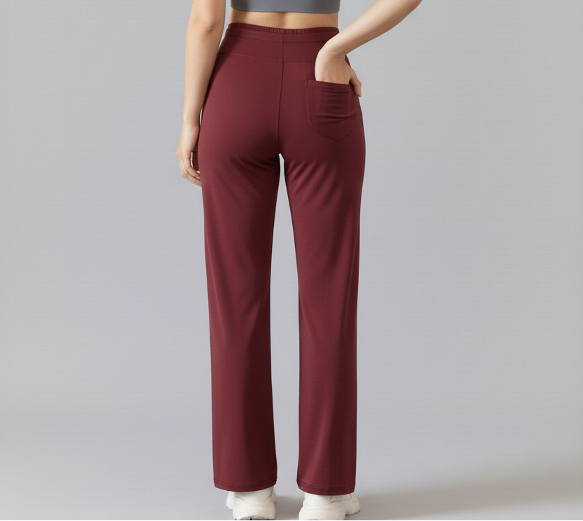 🌸 Black Korean Fit Active Pants | High-Waist Stretch Bottoms with Pockets